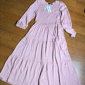 Elegant Pink Smocked Maxi Dress